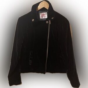 Girl’s Justice Black Velvet Bomber Jacket